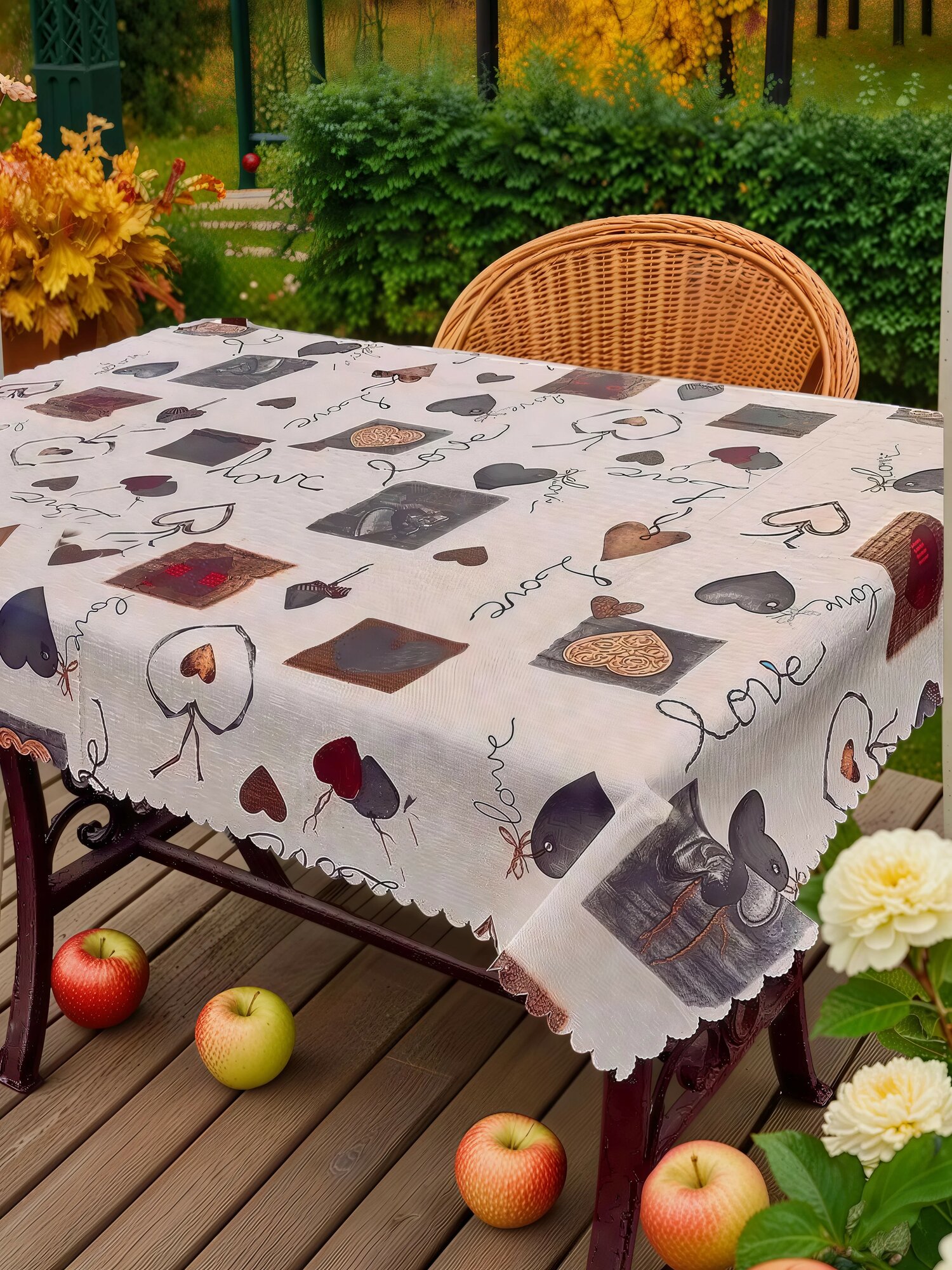 Скатерть клеенка на стол на кухню Laid Table, 110х140, тканевая, водоотталкивающая для дома и дачи