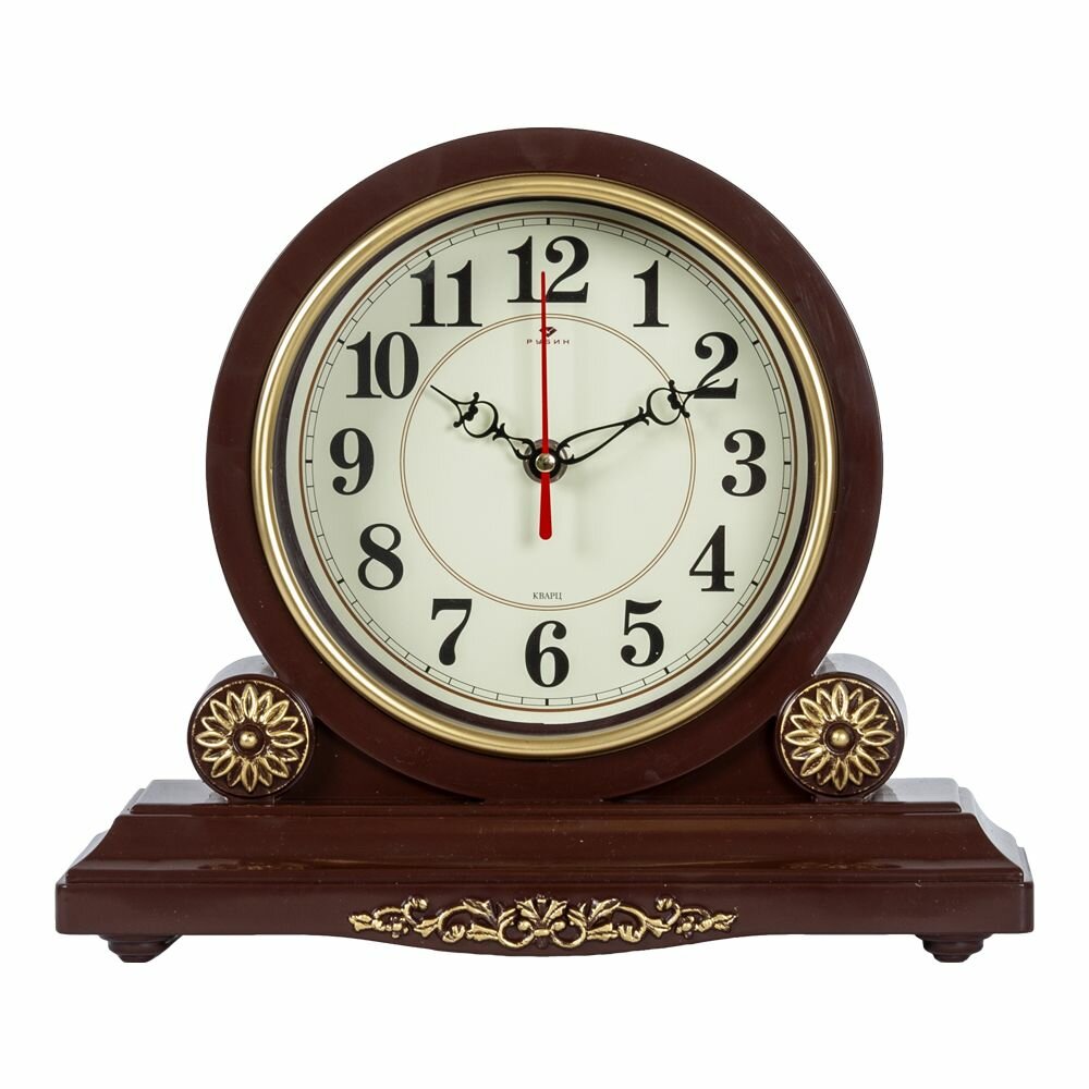 Часы настольные классические Рубин бесшумные 30 х 26 см на батарейках интерьерные часы