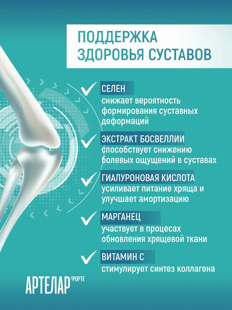 Для поддержания здоровья суставов и связок Артелар форте / Artelar forte таб банка n90 — фото 1