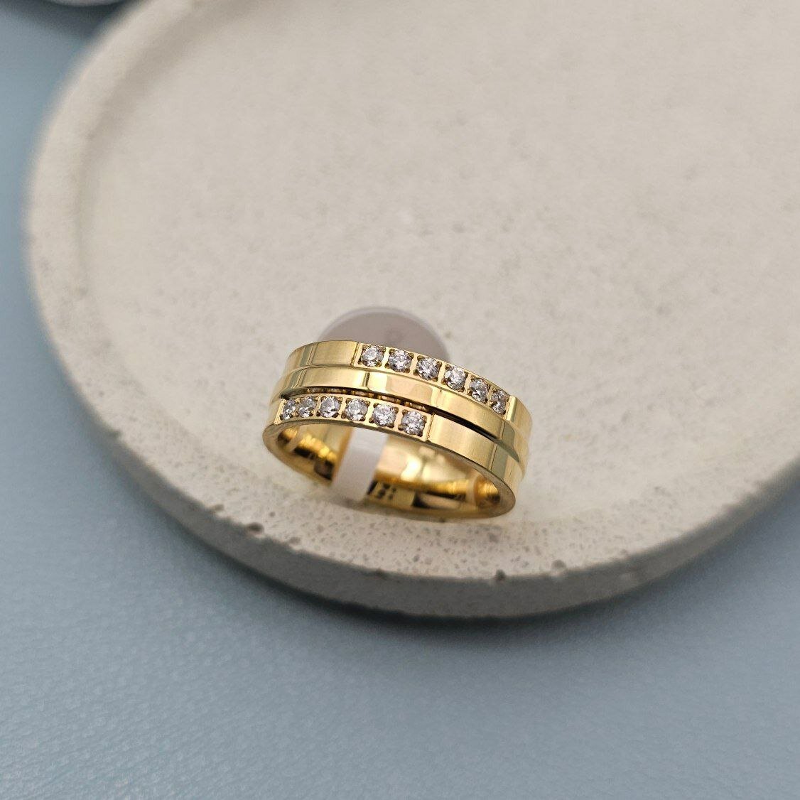 Кольцо обручальное XUPING JEWELRY, Swarovski Zirconia, размер 17, gold