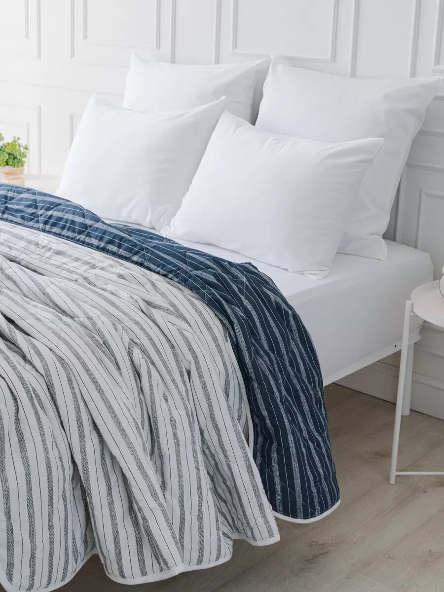 Покрывало на кровать 220х240 двусторонее YERRNA, 100% хлопок (перкаль), стеганое — фото 1