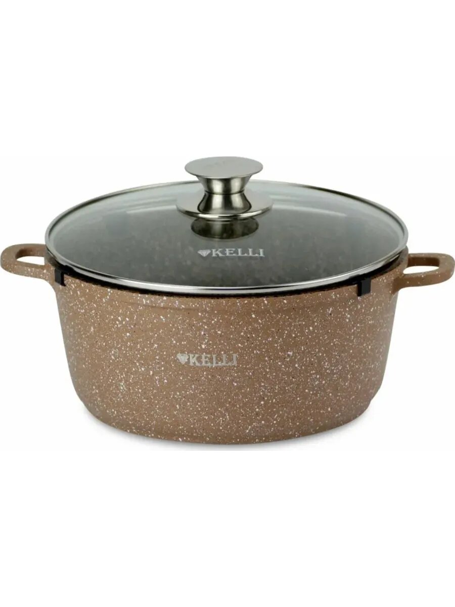 Кастрюля с крышкой KELLI KL-4018-16 1.5 л алюминий коричневый