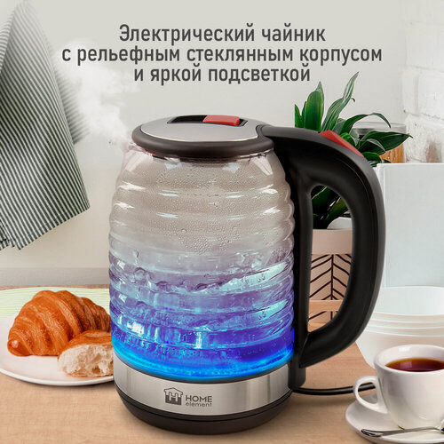 Изображение товара Электрический чайник HOME ELEMENT HE-KT2306 красный рубин стеклянный, 2л