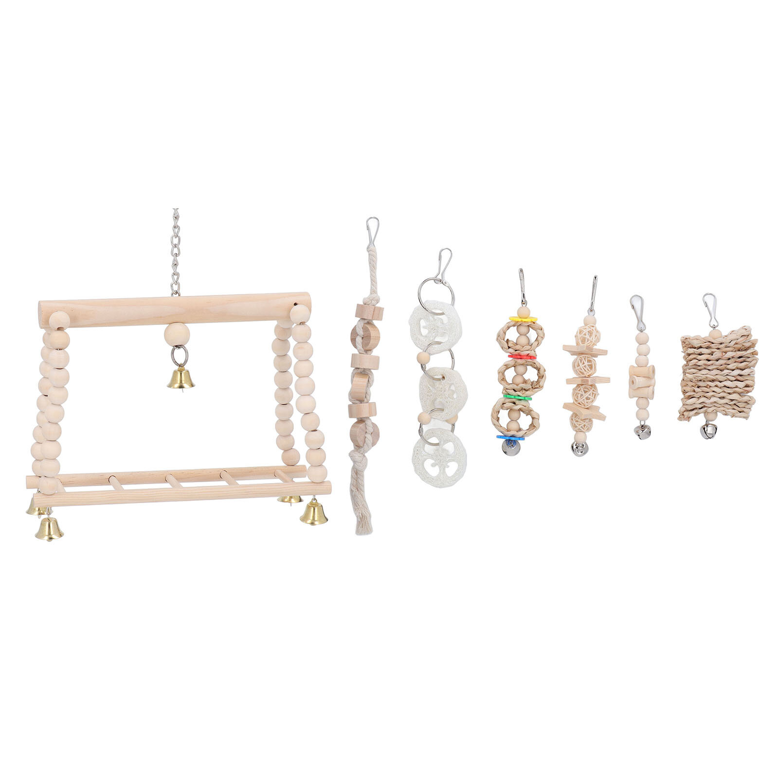 Качели для птиц жевательные игрушки подвесной колокольчик из сосны лестница для восхождения клетка для птиц аксессуары игрушки для корелл Conures Finches