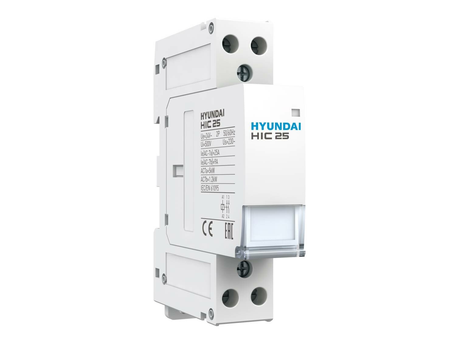 Модульный контактор HIC2520NSX230C 25А 2 полюса (1 модуль) 2НО AC 230В HYUNDAI - HY-13.01.02.000021