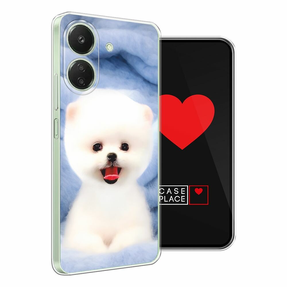 Чехол на Xiaomi Redmi 13C/Poco C65 / Сяоми Редми 13C/Поко С65 с принтом Белый пёсик — фото 1