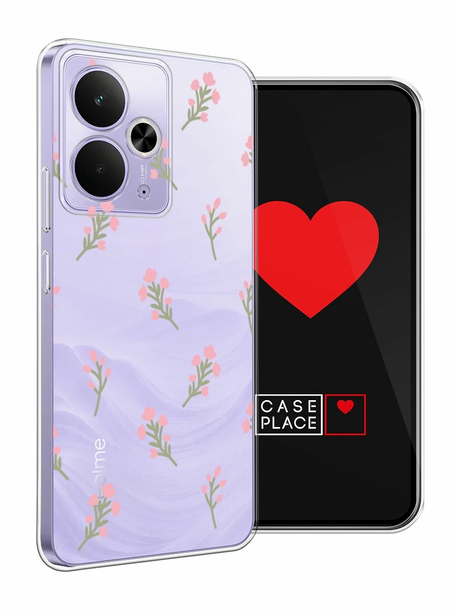 Чехол на Realme 14T / Реалми 14Т с принтом "Цветущие веточки", прозрачный — фото 1