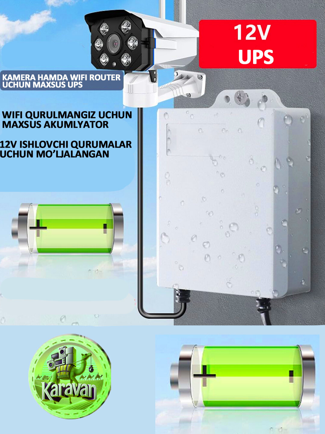 Мини-ИБП, с одним выходом 12 В/1.5 А, внешний аккумулятор для маршрутизаторов и камер