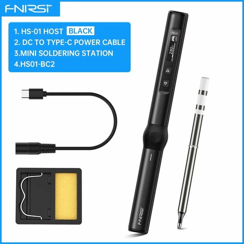 FNIRSI HS-01 Умный электрический паяльник 65 Вт HS01 set1 BLACK EU 5707₽
