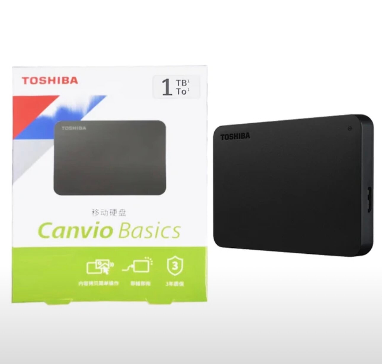 Жесткий внешний диск портативный Toshiba Canvio Basics 1TB , черный