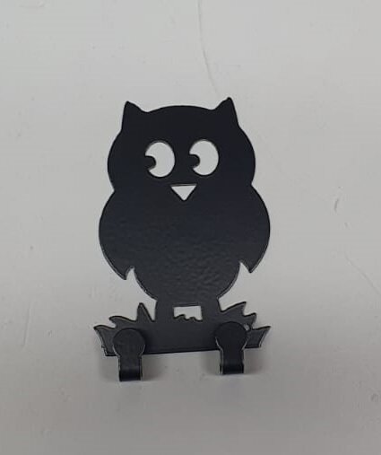 Настенная металлическая вешалка Сова, 2 крючка, сталь 2 мм, черный — фото 1