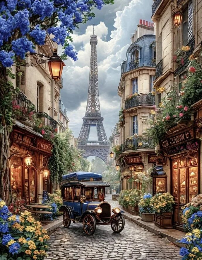 Алмазная живопись JMINE Париж Эйфелева башня Square drill 50x70CM