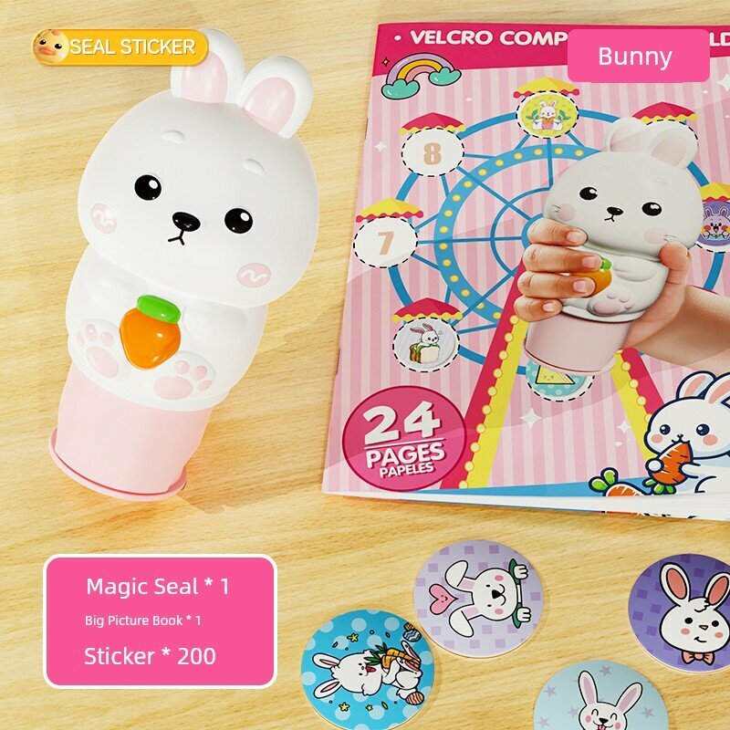 Набор для печати Baby Bunny с 200 водонепроницаемыми наклейками и картинной книгой, не выцветающий и прочный для