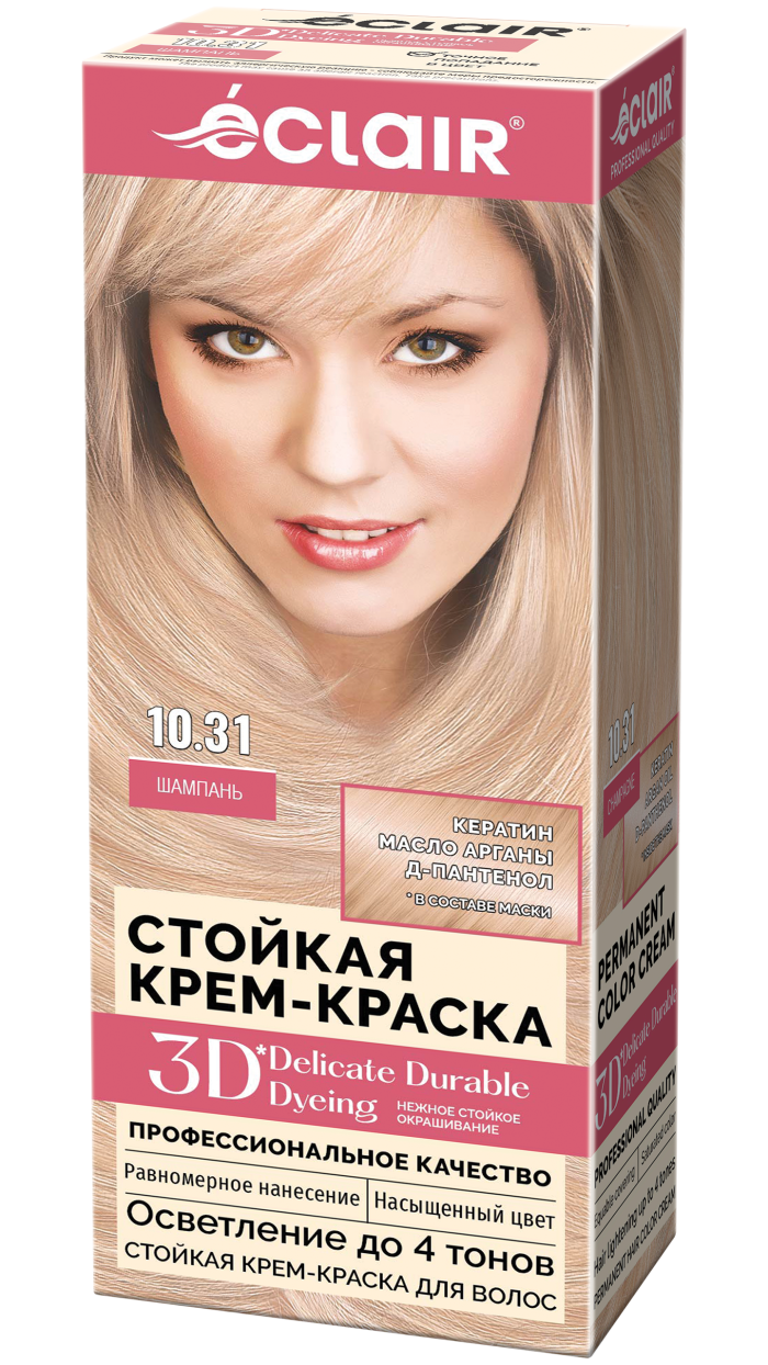 Крем-краска ECLAIR 10.31 3D "Шампань ", с пантенолом, 100 мл