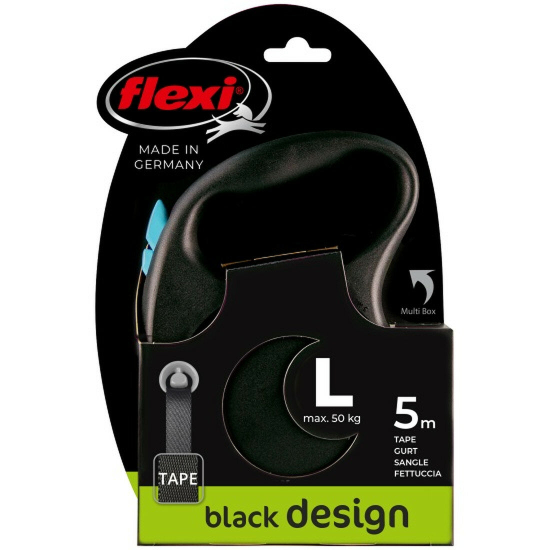 Поводок-рулетка Flexi Design tape L, 5 м, 50 кг, черно-синий