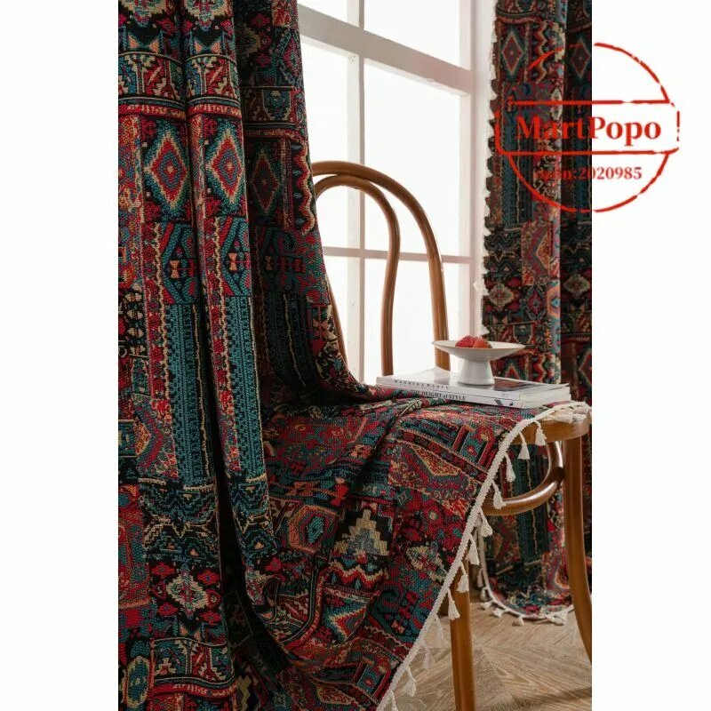 Жаккардовые геометрические шторы контрастного цвета с жаккардовой отделкой занавесок 150х260 см