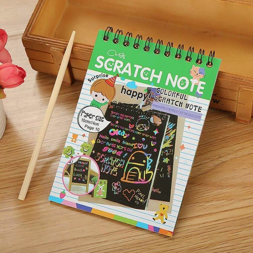 Блокнот-гравюра для рисования 10 листов, штихель, зеленый, размер 10x14 см. — фото 1