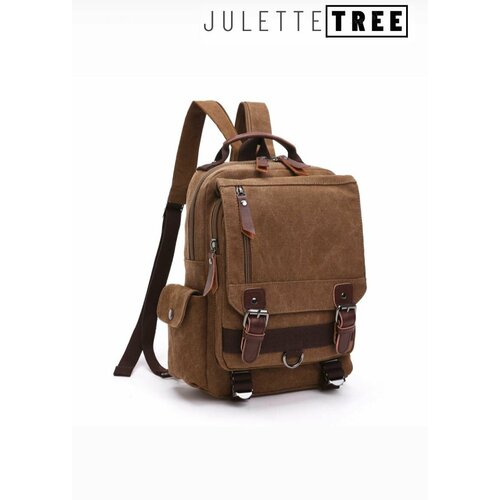 INDIANA Turn. Компактный холщевый рюкзак. Плотный. Для города, путешествий. Функциональный и вместительный. Мужской/женский. Коричневый.