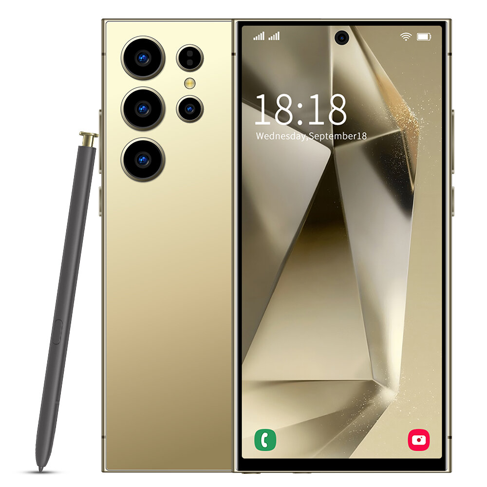 Смартфон S24 Ultra, 7.3", 1TB, Android 14, сканер отпечатка, фронтальная камера 78MP, золото