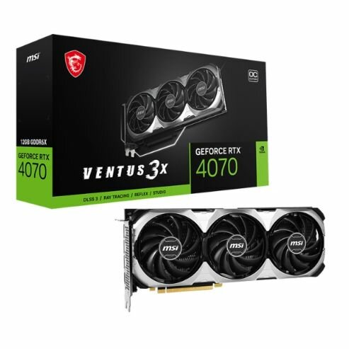 Видеокарта MSI GeForce RTX 4070 VENTUS 3X OC 12G (RTX 4070 VENTUS 3X 12G OC) - PCI-E 4.0 x16, 12 ГБ, GDDR6X, 192 бит, DisplayPort, HDMI