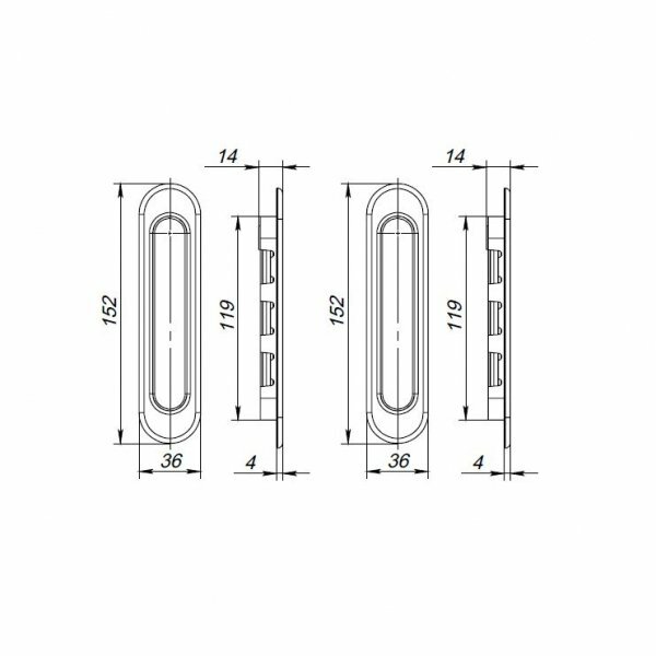 Ручка для раздвижных дверей SH. SL152.010 (Soft LINE SL-010) BL черный