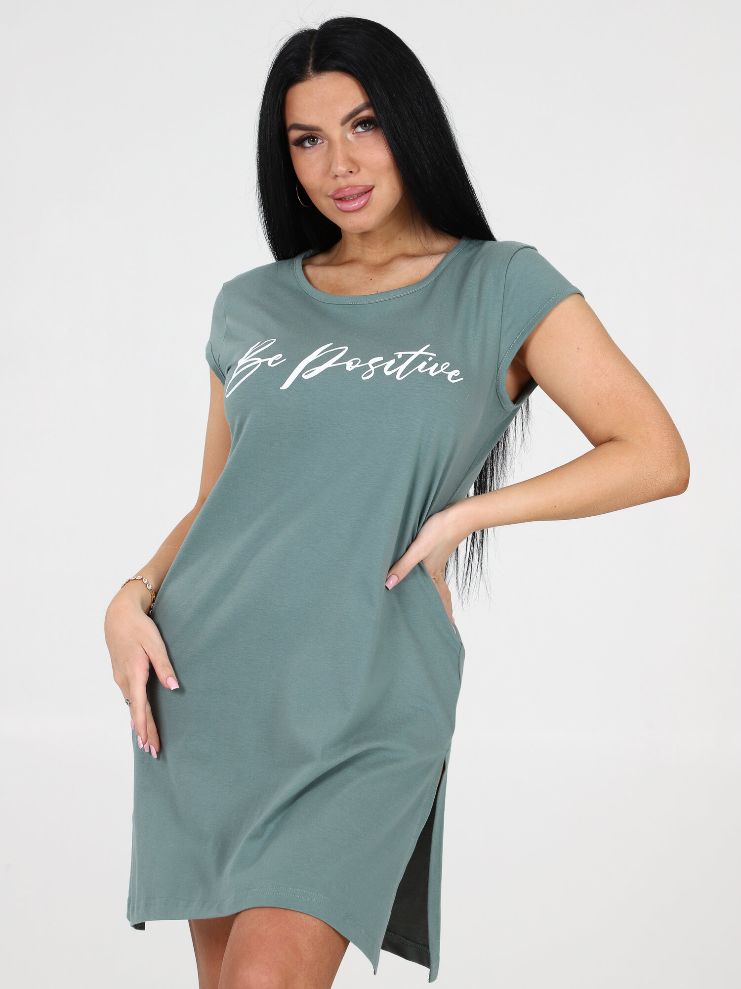 Туника HOME STYLE Базовая коллекция, размер 48, хаки