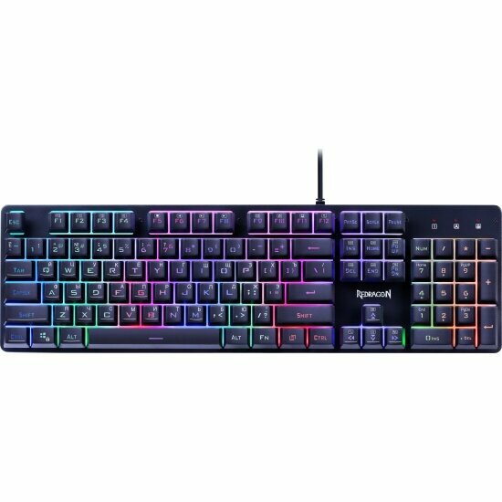 Redragon Проводная игровая клавиатура Nagato RU, RGB, черный
