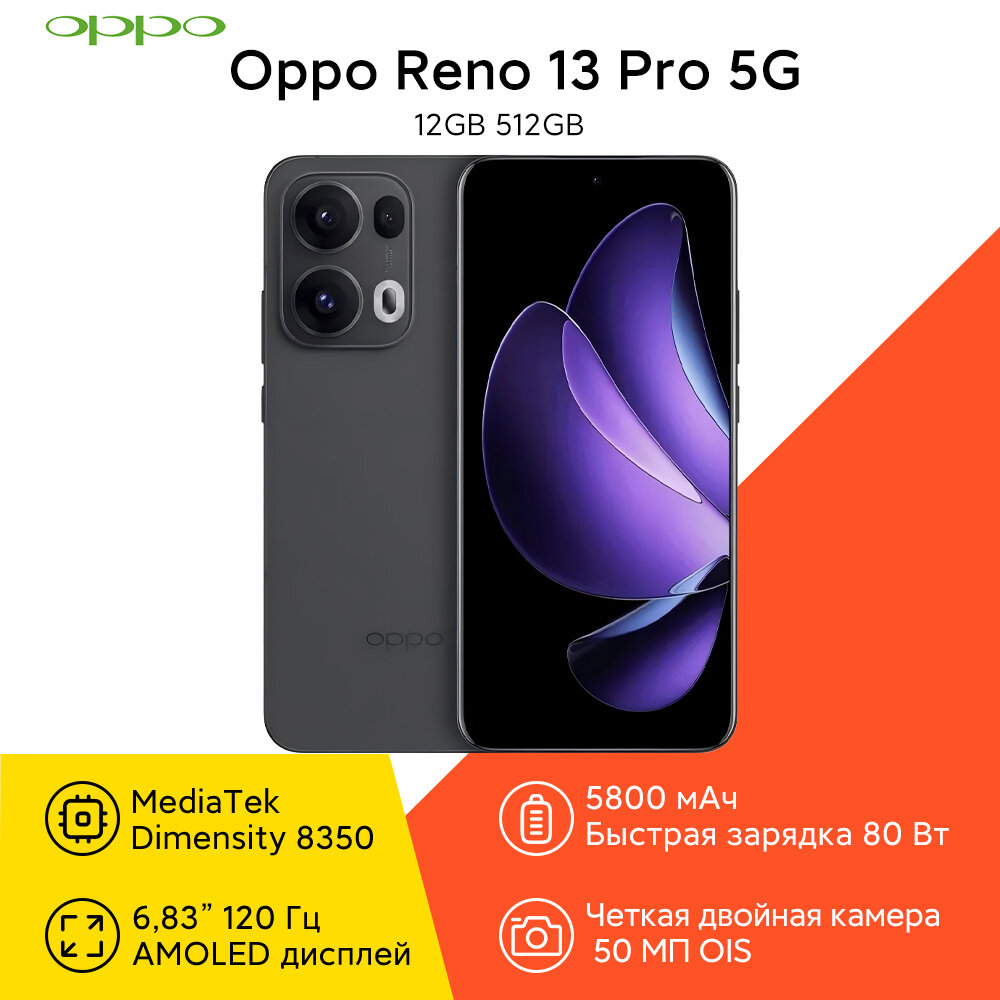 Смартфон OPPO Reno 13 Pro 5G Русская версия, 12 ГБ+512 ГБ, серый, EAC (Ростест)