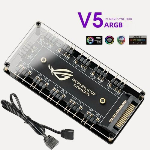 Изображение товара 5 В 3-контактный ARGB RGBW-кабель, разветвитель ASUS AURA SYNC RGB 10, удлинитель питания SATA, адаптер, светодиодная лента, RGB-кулер для ПК