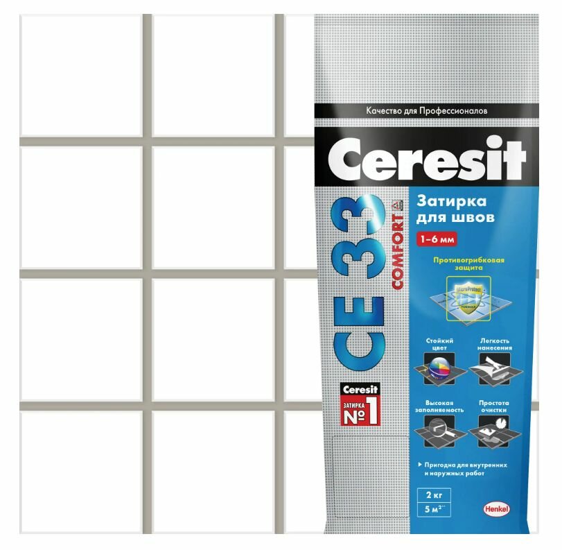 Затирка для узких швов Ceresit CE 33 Comfort ширина шва 2-6 мм 2 кг сталь цвет серый