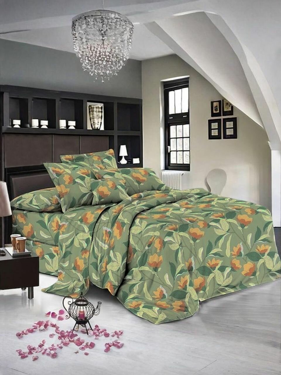 Постельное бельё Жатка 2 спальное на резинке 160х200х20 - "Лесная Мелодия" с наволочками 50х70