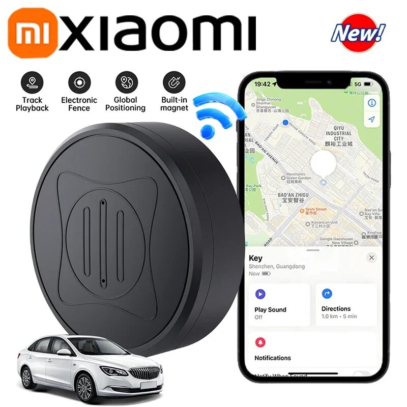 Изображение Xiaomi GPS трекер сильный магнитный автомобильный анти-потерянный прибор для домашних животных детская сумка стеллаж умный искатель локатор аксессуары для Android IOS, BLACK TRACKER
