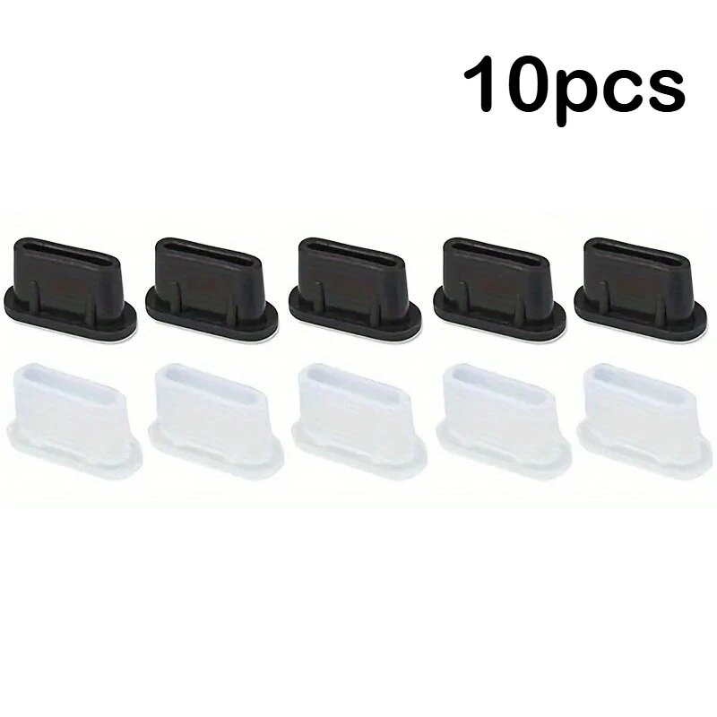 10 шт. заглушки для USB Type-C портов, 5 черн, 5 прозр.