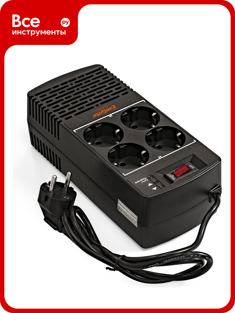 Стабилизатор ExeGate Power AD5000-1200 1200VA/600W диапазон 150-280В 4 евророзетки 285940
