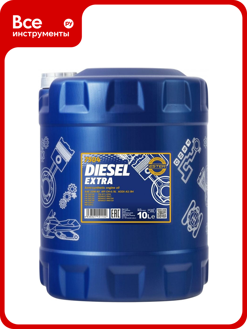 Полусинтетическое моторное масло MANNOL DIESEL EXTRA 10W40 10 л 1281