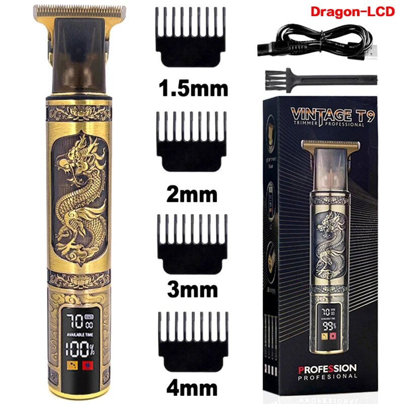 Набор для стрижки волос Kemei T9 "Dragon LCD", USB-питание, быстрая зарядка