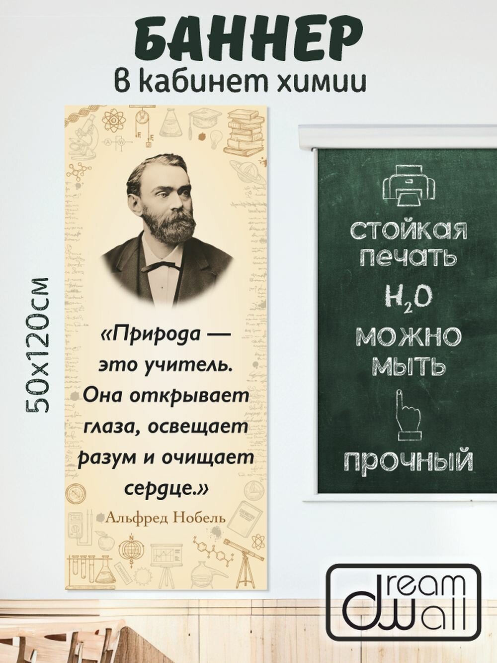 Плакат-баннер в кабинет химии Альфред Нобель