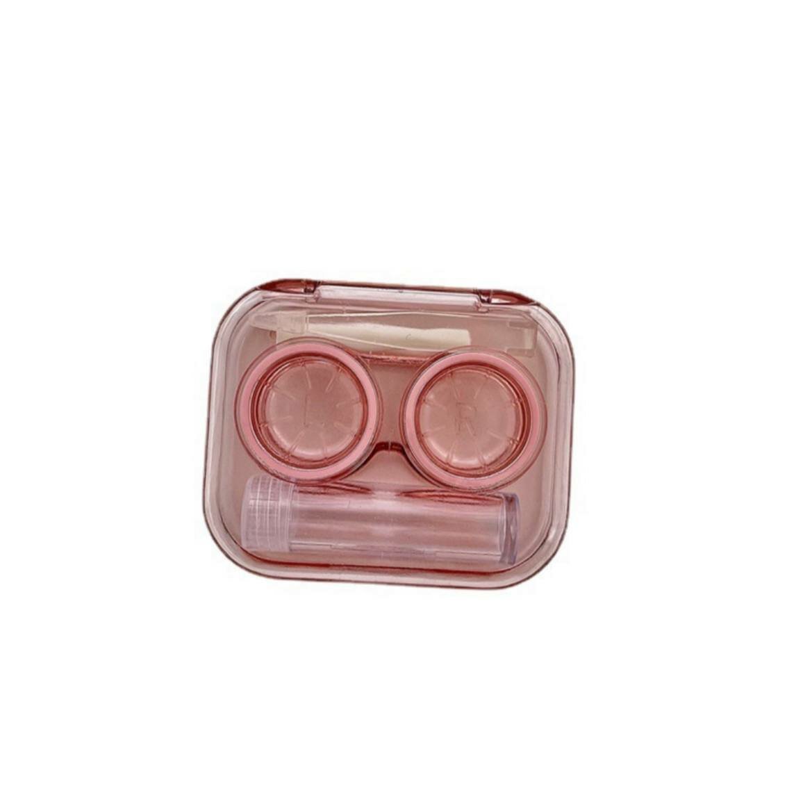 Контейнер для линз" SUN LIGHT&LOOK OPTICA " 4 в 1 прозрачный 6х3.5 (pink)