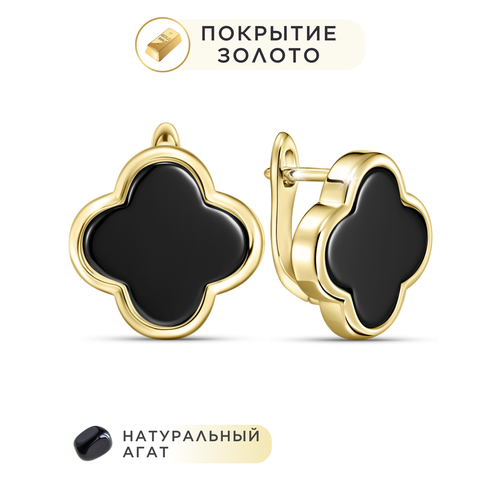 фото Серьги noima, агат, черный, золотой