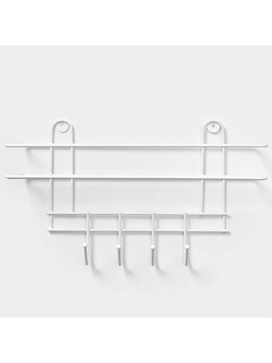 Практичная полка с крючками для ванной комнаты