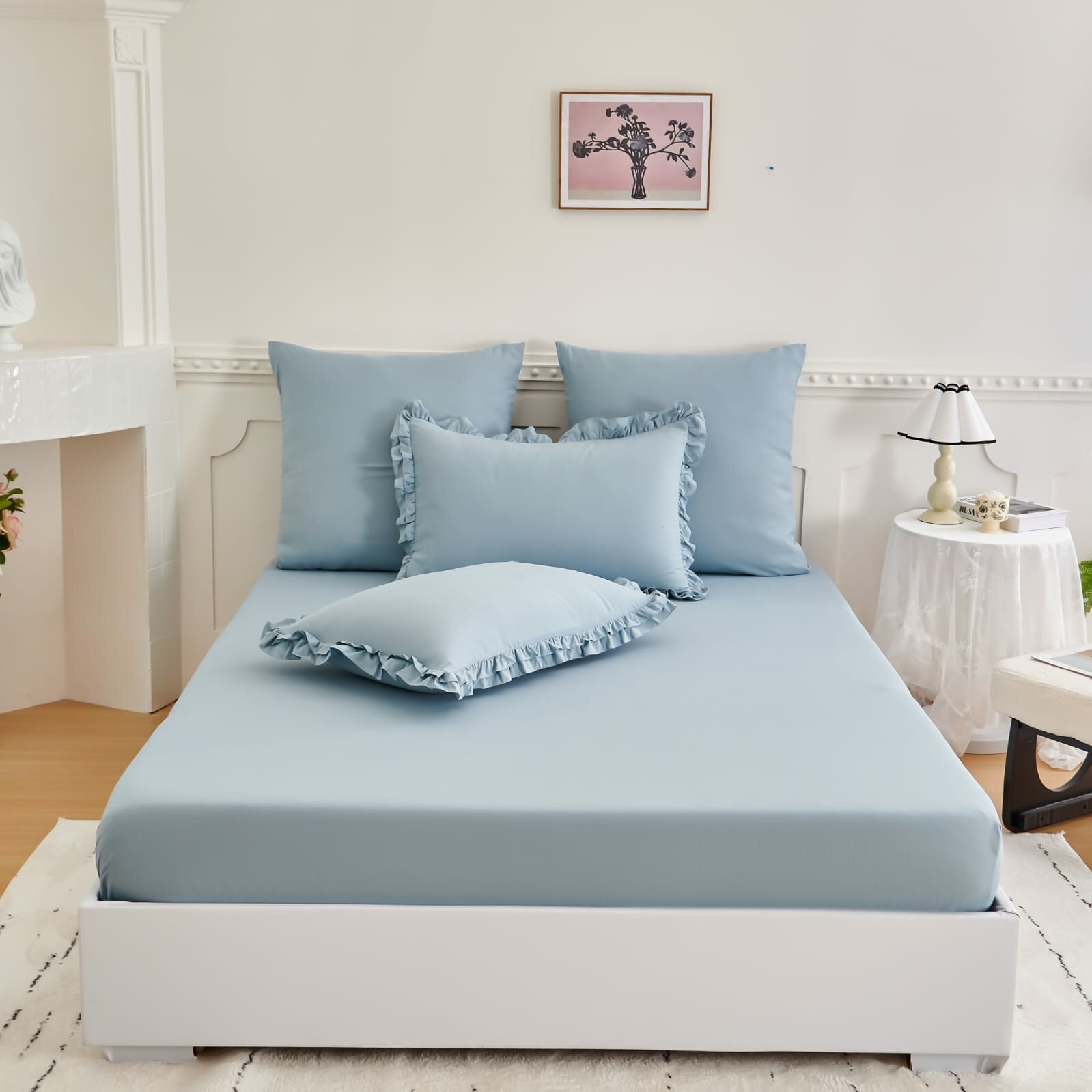 Постельное белье с одеялом евро, бархатный сатин, хлопок Рюши — фото 1