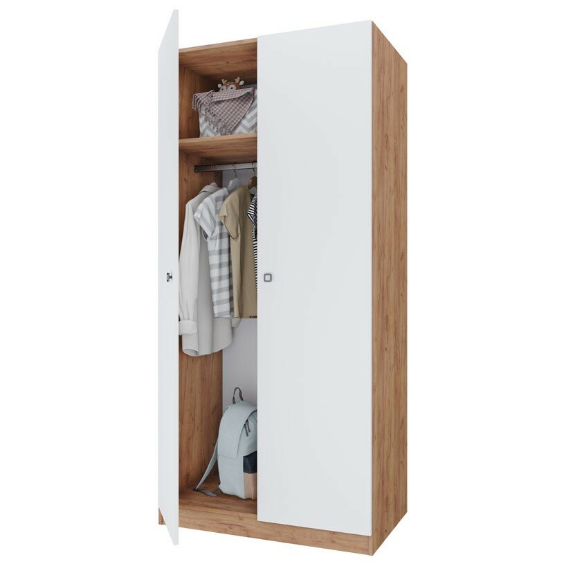 Шкаф двухсекционный Polini kids Simple, дуб крафт золотой-белый