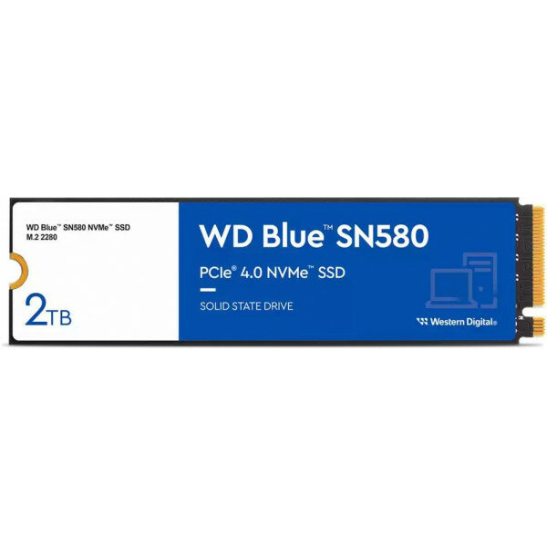 WD Накопитель SSD WD S PCIe 4.0 x4 2TB WDS200T3B0E Blue SN580 M.2 2280 WDS200T3B0E