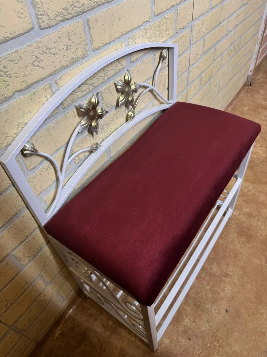 Кованая банкетка №04, Студия кованой мебели Нива, цвет бордовый — фото 1