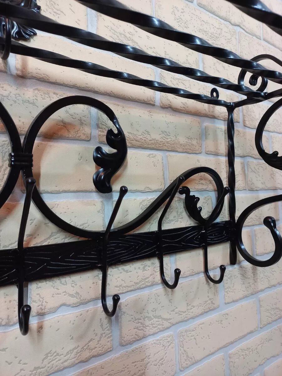 Вешалка настенная, кованая, Студия кованой мебели Нива, цвет черный — фото 1