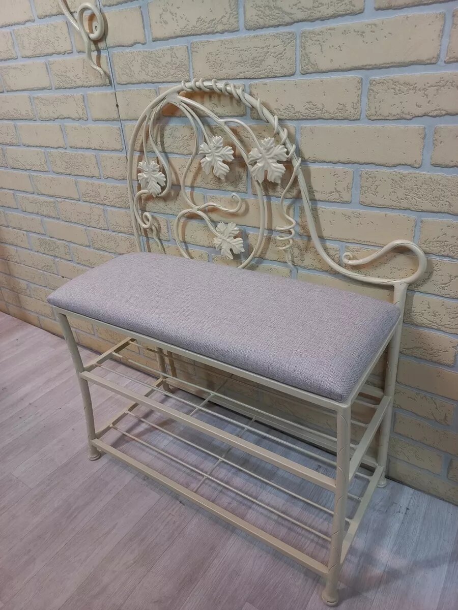 Кованая банкетка №16, Студия кованой мебели Нива, цвет теплый серый — фото 1