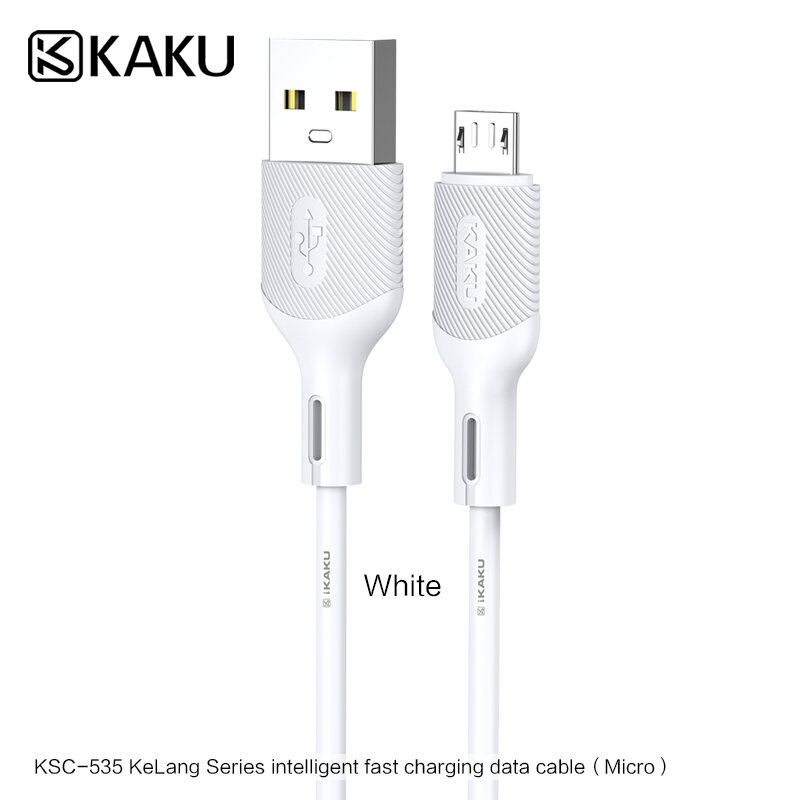 Кабель USB KAKUSIGA KSC-535, Micro USB, 1м, быстрая зарядка, передача данных, белый