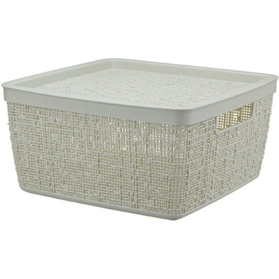 Коробка Idea бязь с крышкой 28х28х14см 8л М 2326 белый ротанг