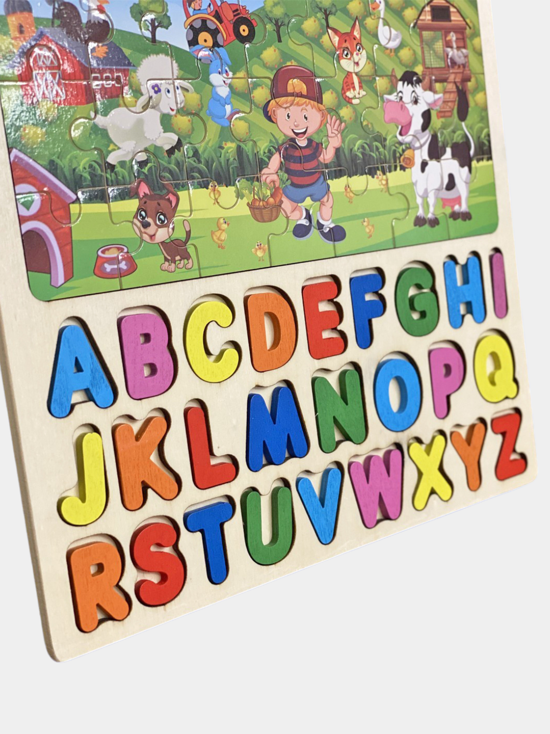 Сортер детский деревянный, головоломка, мозаика, танграм, 3D фигуры — фото 1