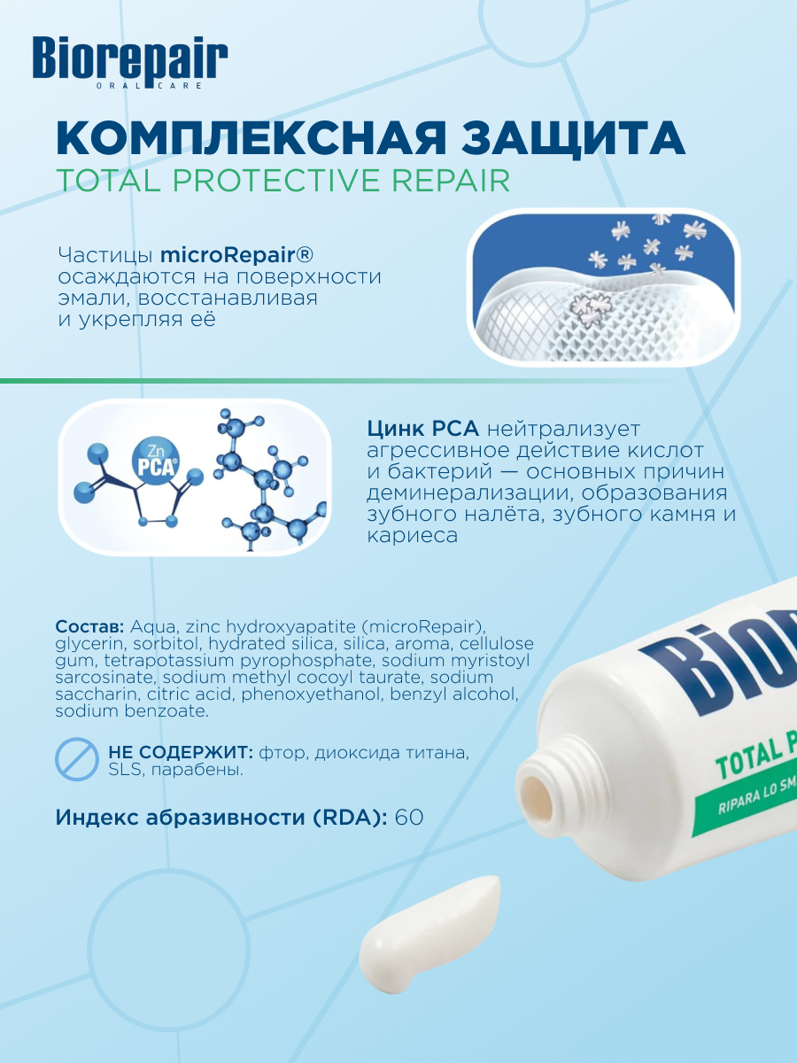 Зубная паста Biorepair Total Protective Repair Комплексная Защита, 75 мл — фото 1